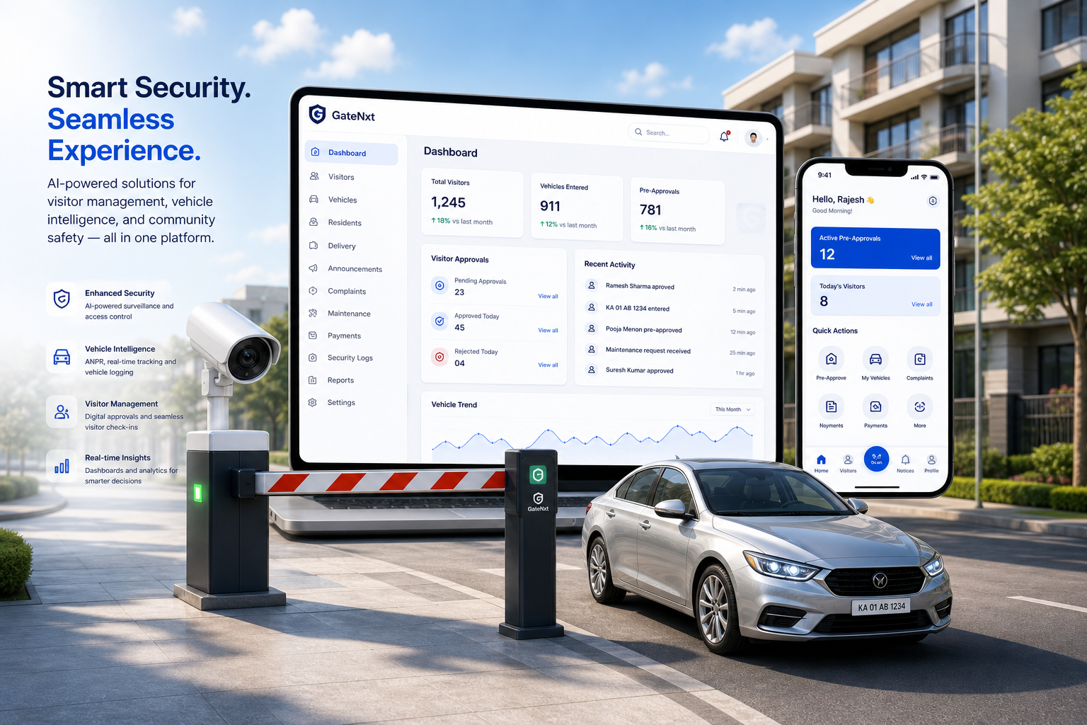 GateNxt vehicle and visitor management section preview